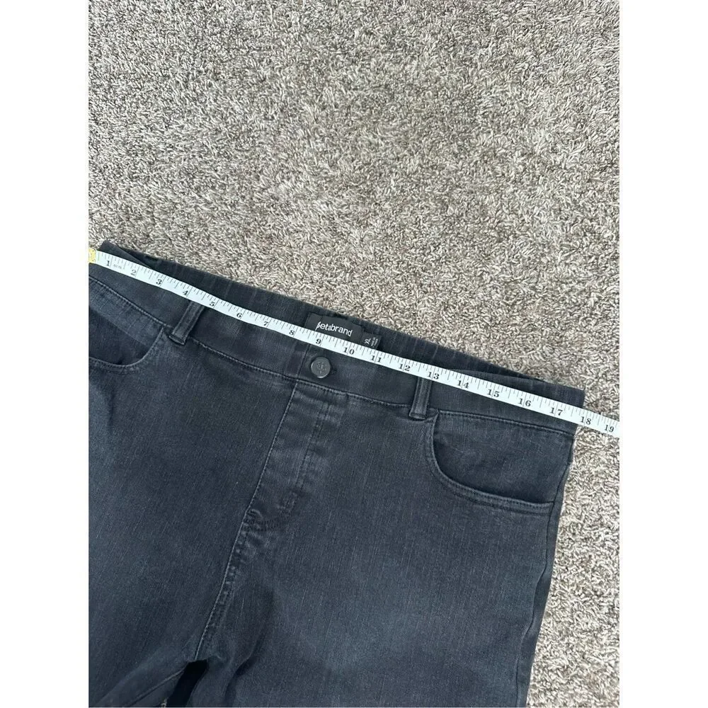Betabrand Premium Yoga Denim Pull On Flare Bootcut Black Wash Jean Frayed Hem XL
